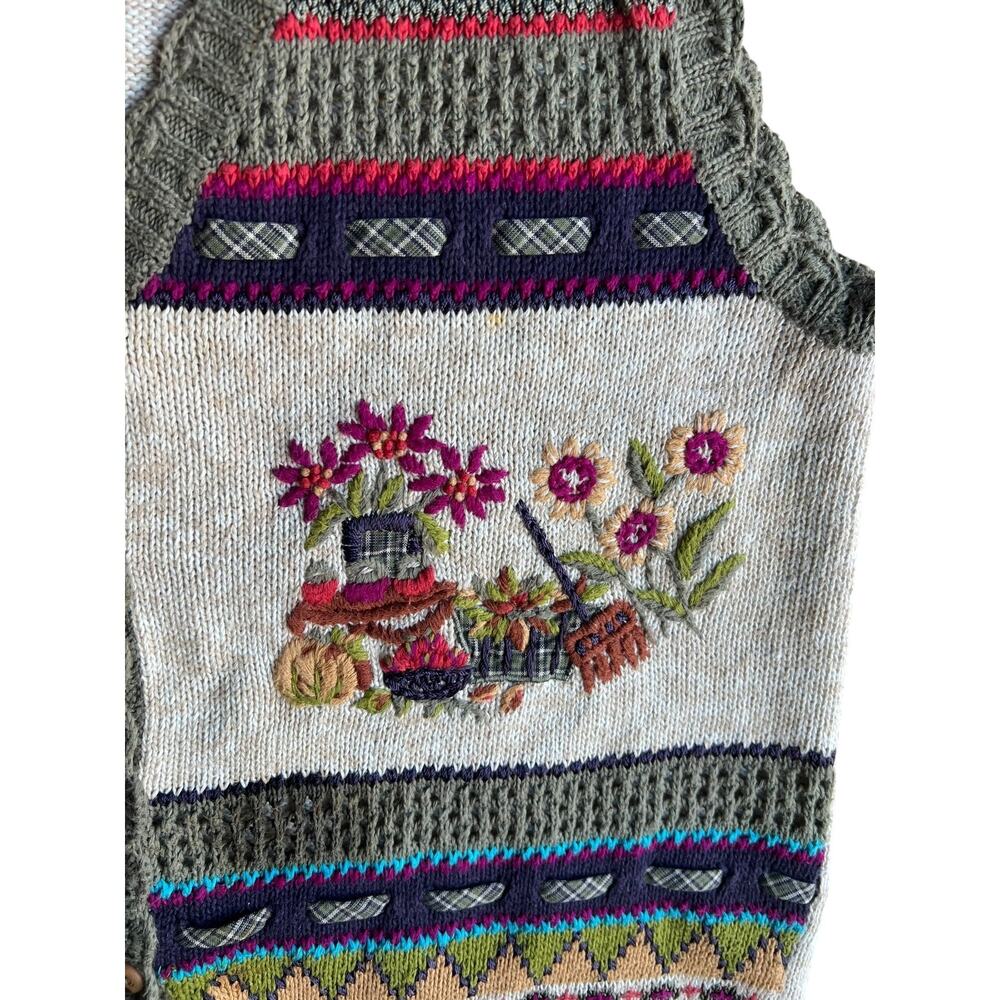 Napa Valley Women's Vintage Knit Vest FALL Embroidered Size Medium Petites - Picture 9 of 10